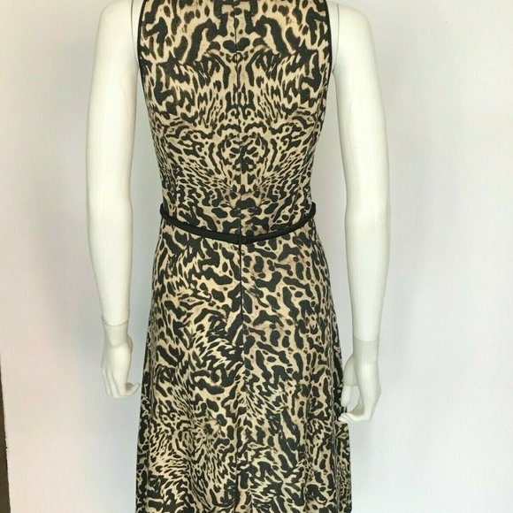 Giambattista Valli Sleeveless Leopard Print Black Bow Midi Dress Size 10 - Picture 3 of 3